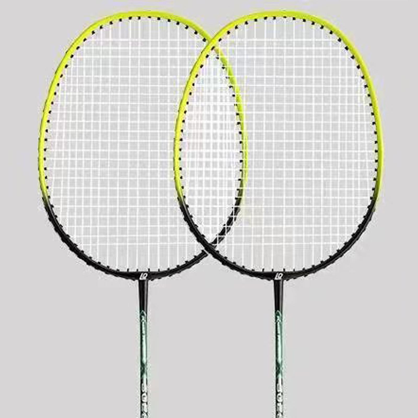 2x Badminton Rackets Lightweight Tennis Racquets for Lawn Gym Indoor Outdoor Green