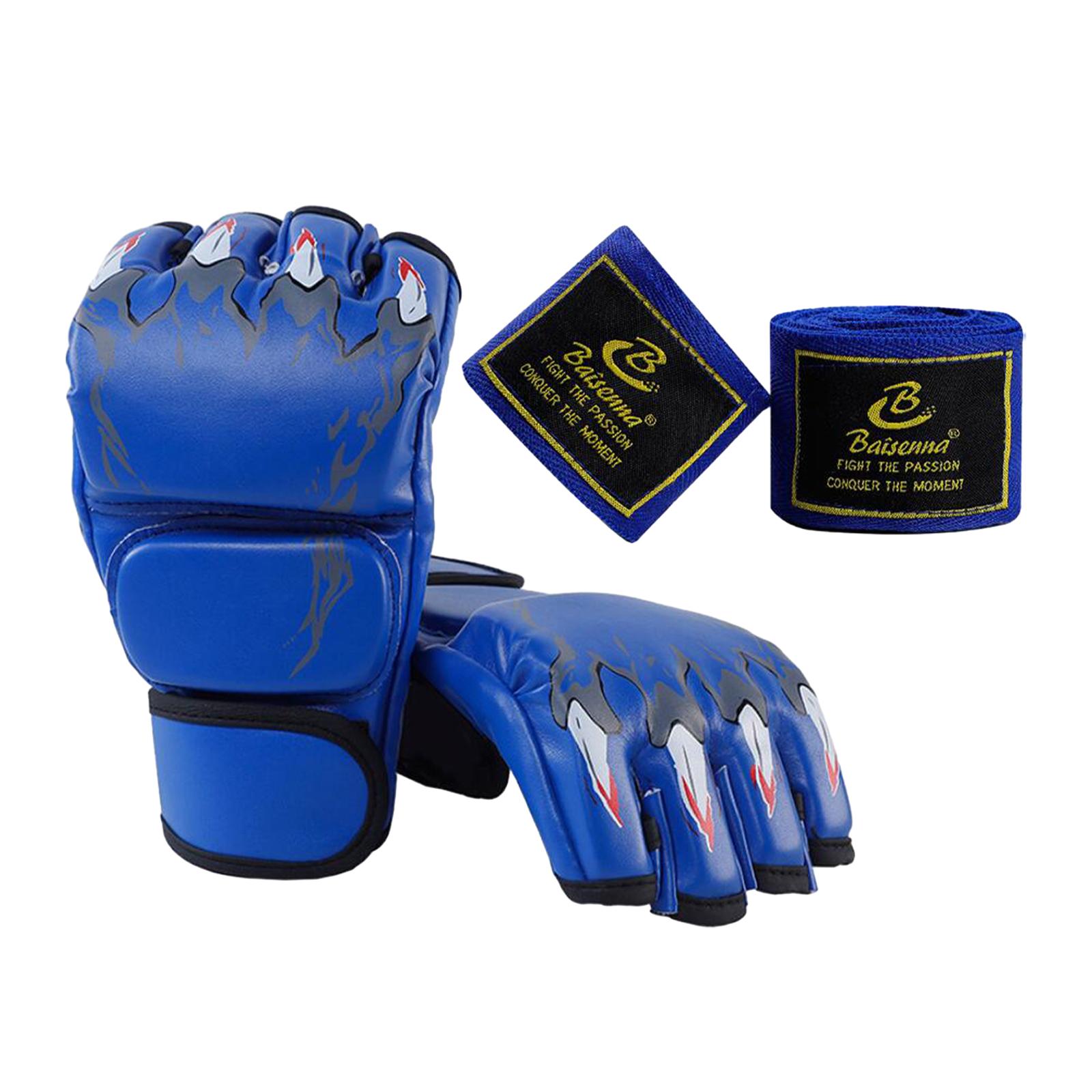 Half Finger Boxing Gloves Blue