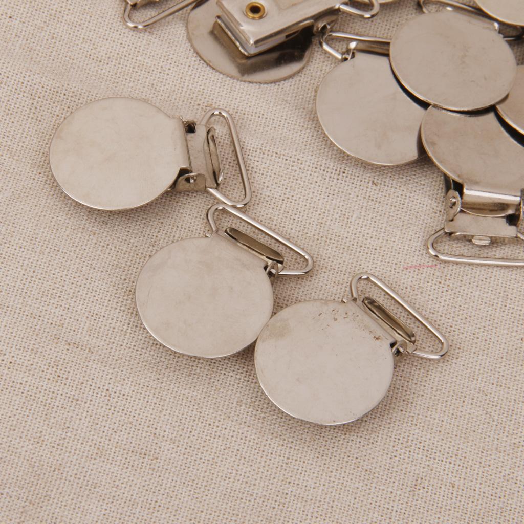 20x Round Shape Pacifier Suspender Clips Holder Crafts w Plastic Insert 2cm