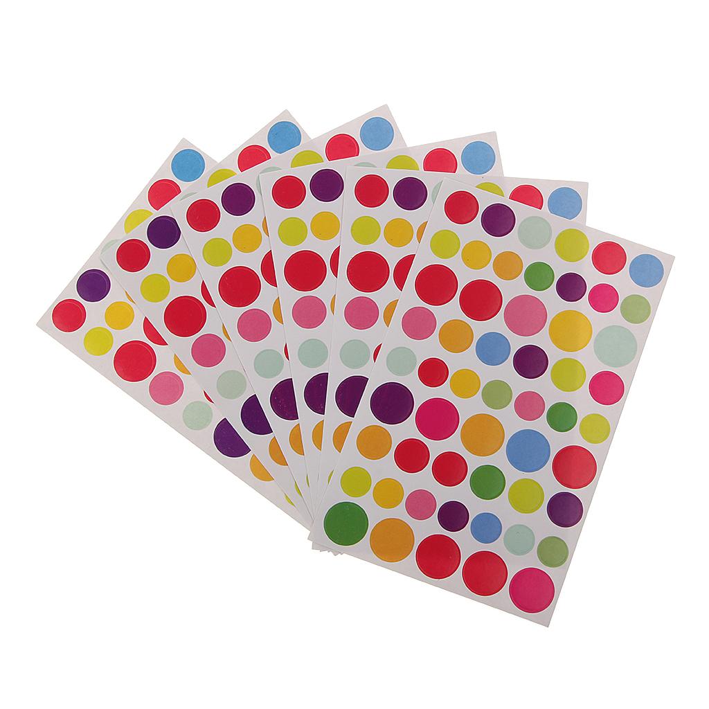 6 Pieces Colored Round Shape Scrapbooking Sticker Decorative Labelling