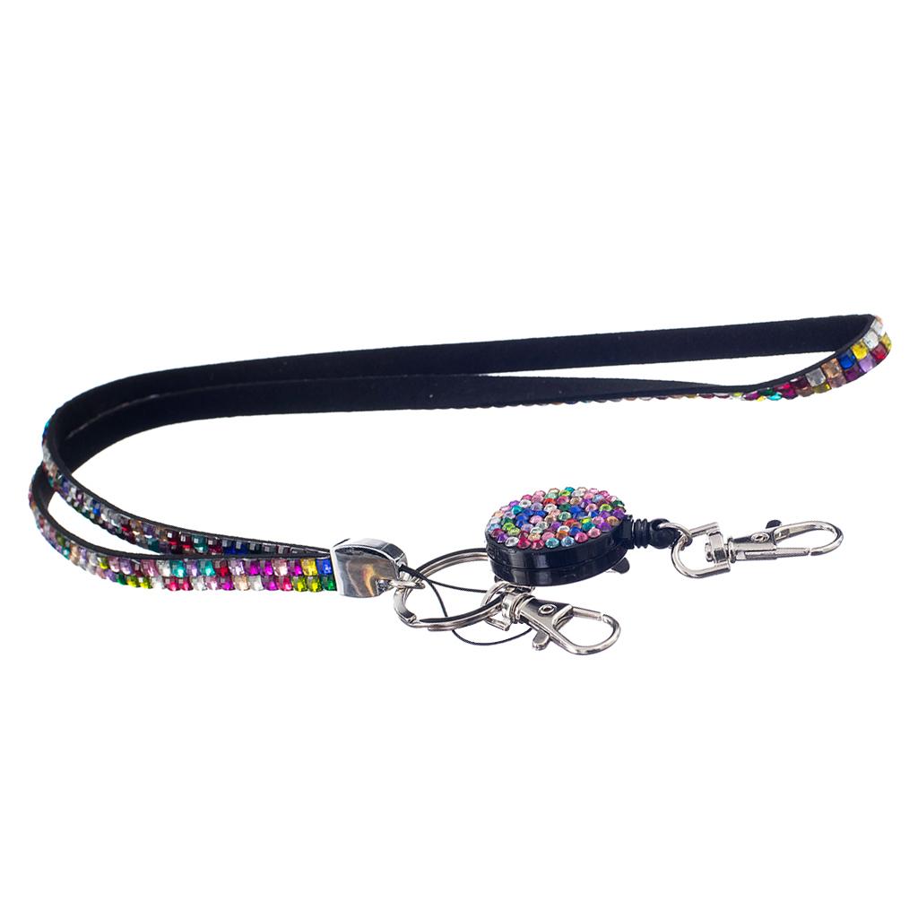 Rhinestone Bling Neck Lanyard Holder ID Card Cell Phone Key Holder Colours