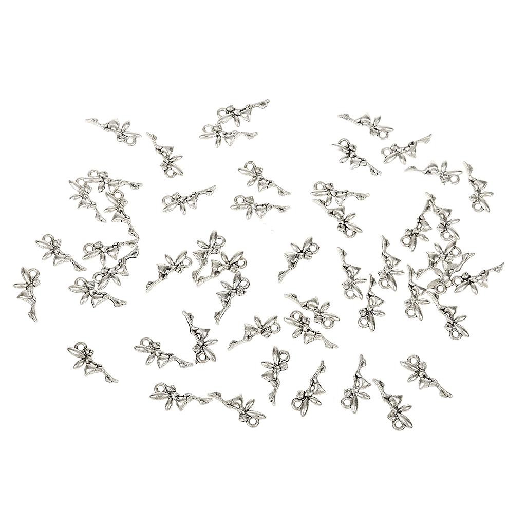 50pcs Angle Fairy Alloy Pendant Charms for Phone Hanging Antique silver