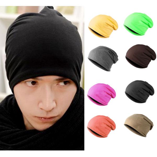 Unisex Adult Stretched Hip Hop Beanie Hat Elastic Skull Slouchy Cap Black