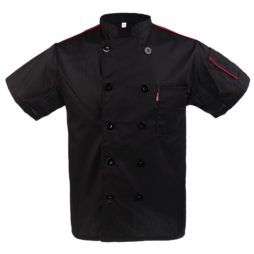 1pcs Chef Jacke Uniform Kurzärmelig Hotel Küche Koch Arbeitskleidung Mantel Top 