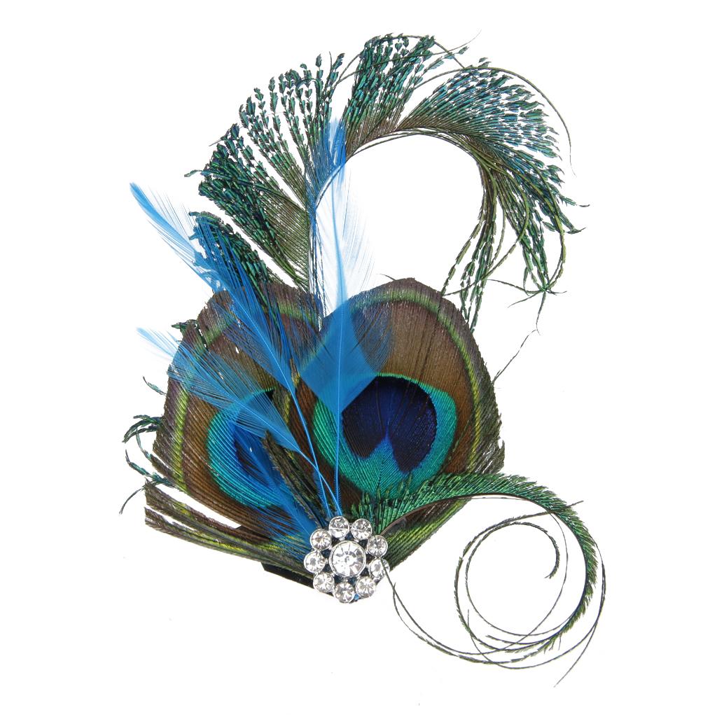 Peacock Feather Hairpin Rhinestone