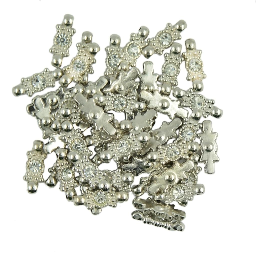 50pcs Diamante Dual Holes Spacer Bar Connectors Beads Jewelry DIY Findings