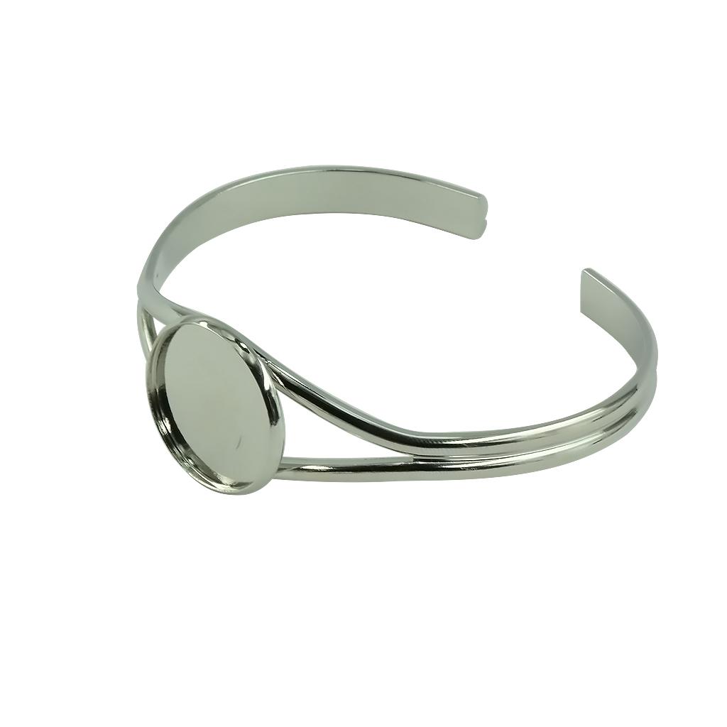 2pcs 20 mm round paramètres lunette Plateau bricolage Bracelet Base Pour Cabochon Camée