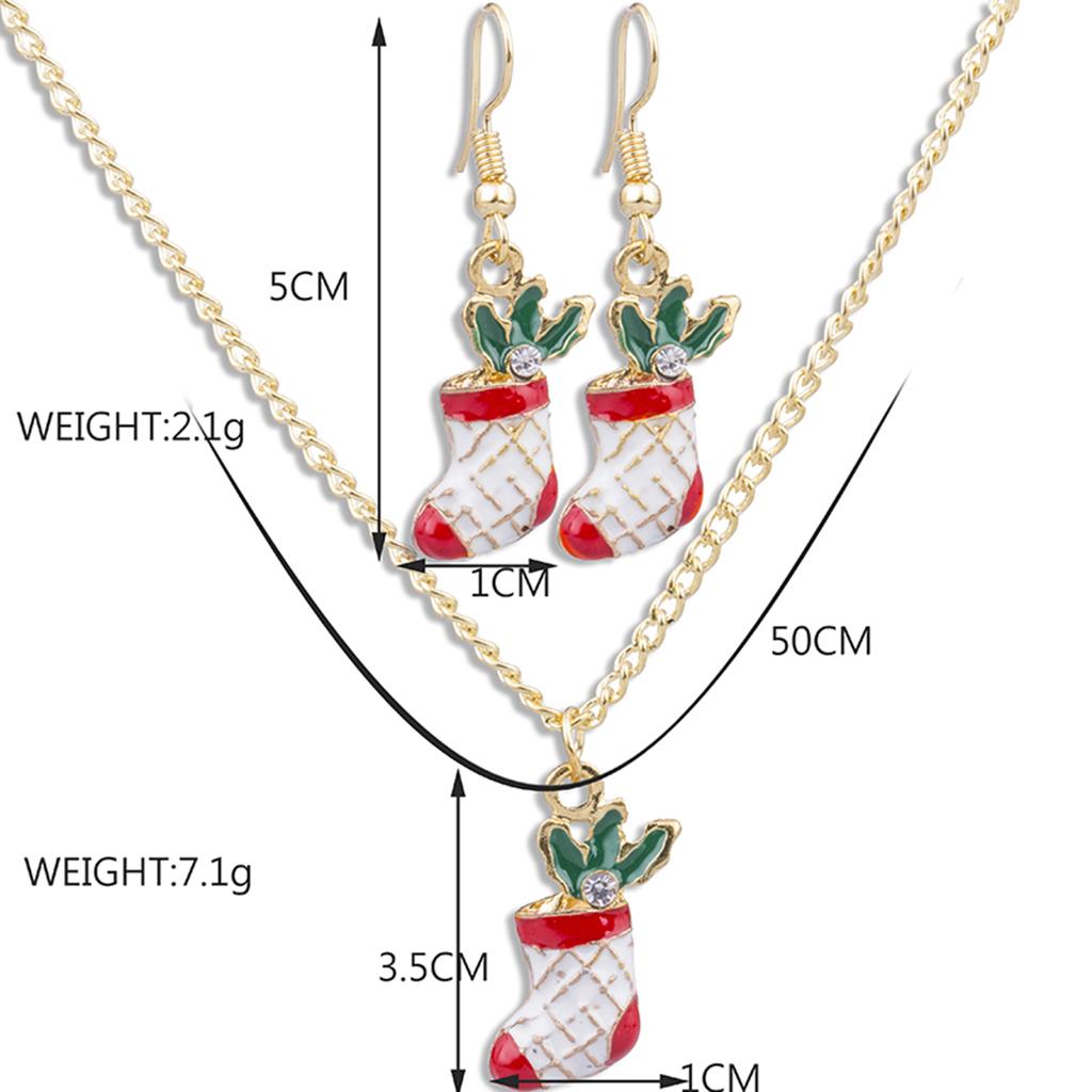 Christmas Themed Necklaces Earrings Jewelry Set Kids Gift Boot