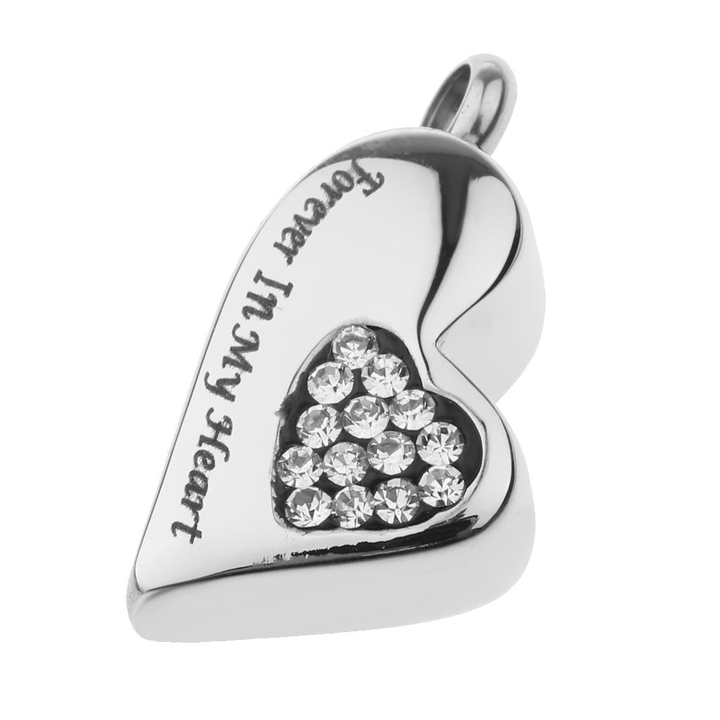 Stainless Steel Crystal Memorial Urn Pendant Cremation Ashes Keepsake White