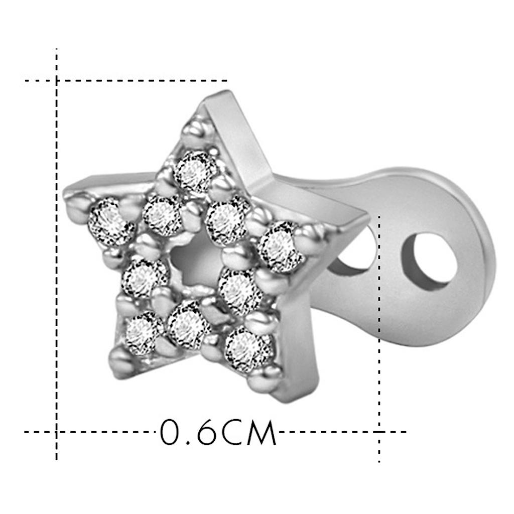 6x2pcs Dermal Anchor Tops and Base Titanium Steel Piercing Jewelry Star