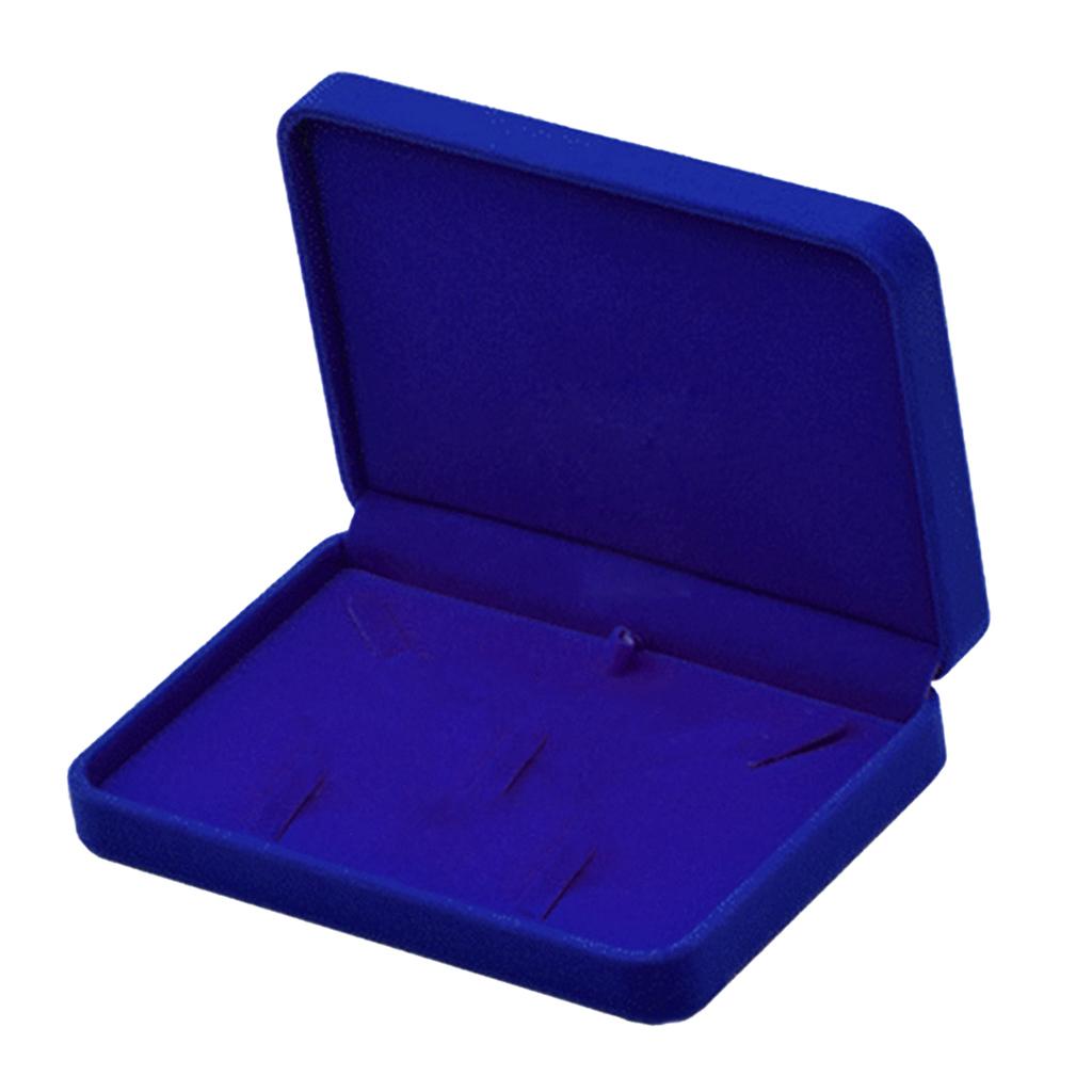 Velvet Jewelry Set Boxes Tray Travel Necklace Storage Display Case Blue