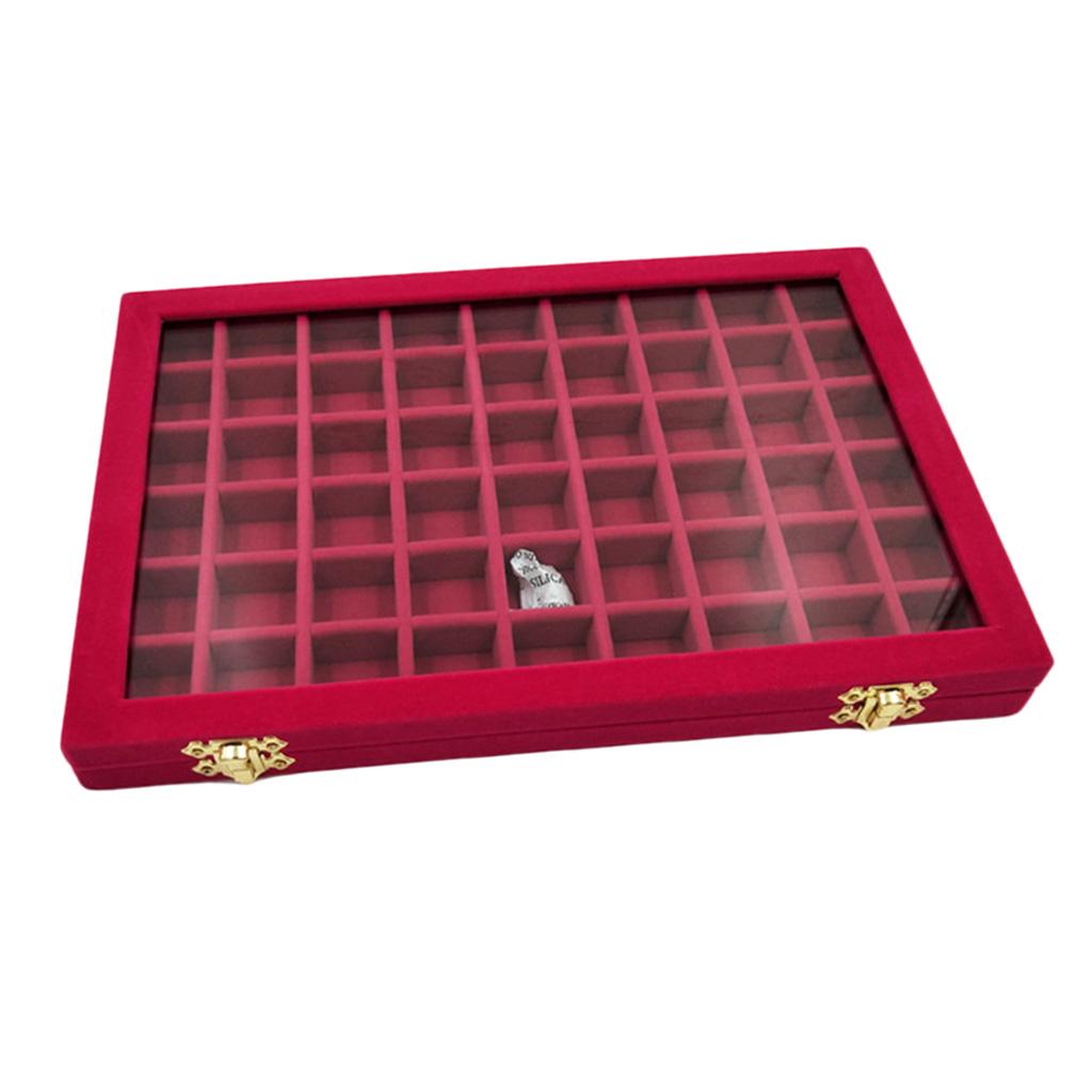 Velvet Stackable Jewelry Display Tray Case for Jewellery Earrings Rose Red