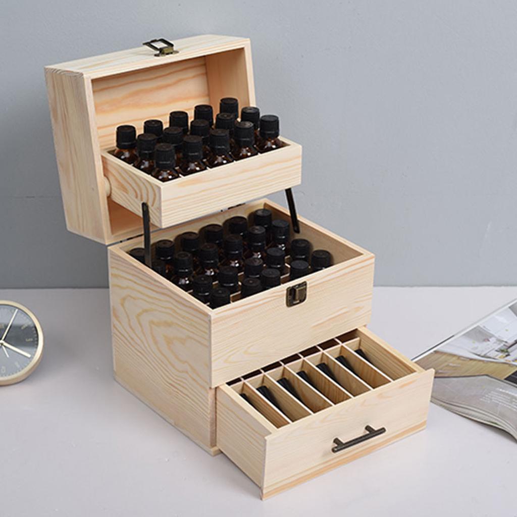 59 slots Essential Oil Holder Wooden Storage Box Container Aromatherapy