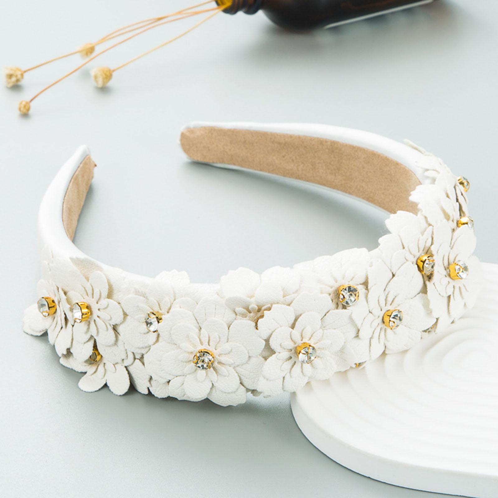 Women headband Hairbands Flower Headpiece for Leisure women Girls White 