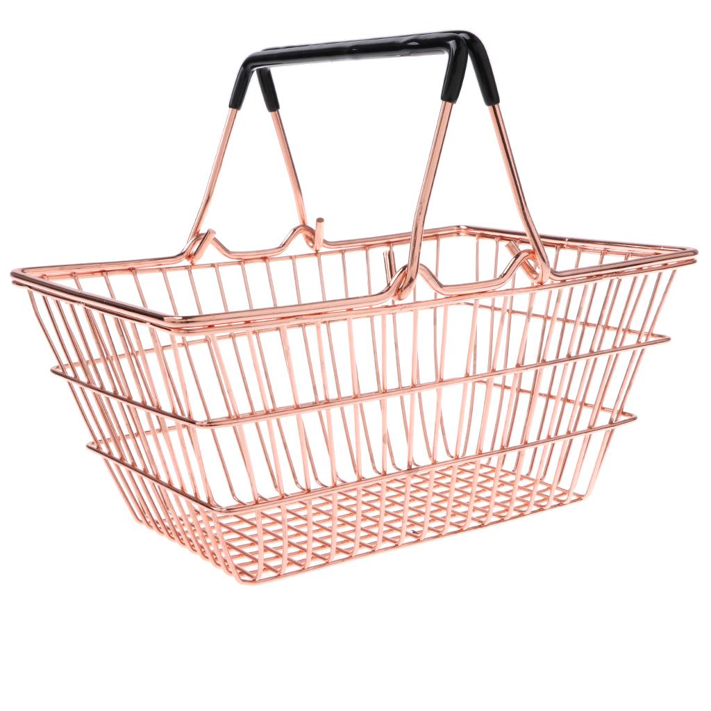 Mini Metal Shopping Basket Kitchen Storage Bin Pretend