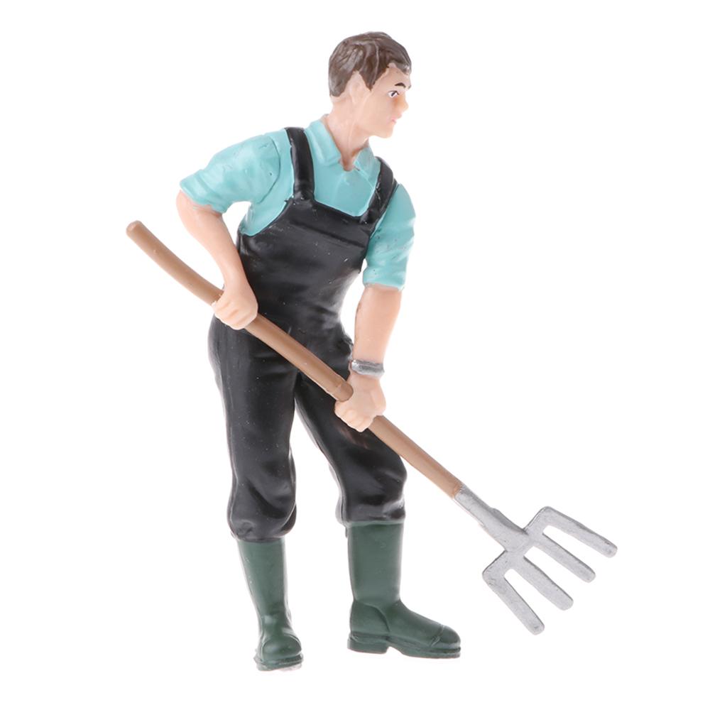 2 Pieces Simulation Farmer Model Action Figures Kids Toy Collections Gift