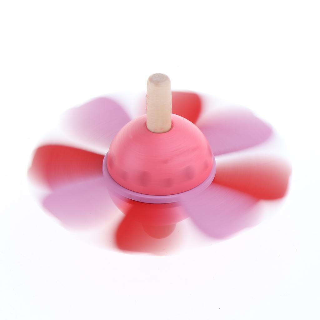 Wooden Flower Spinning Top Rotating Traditional Educational Toy Kids
