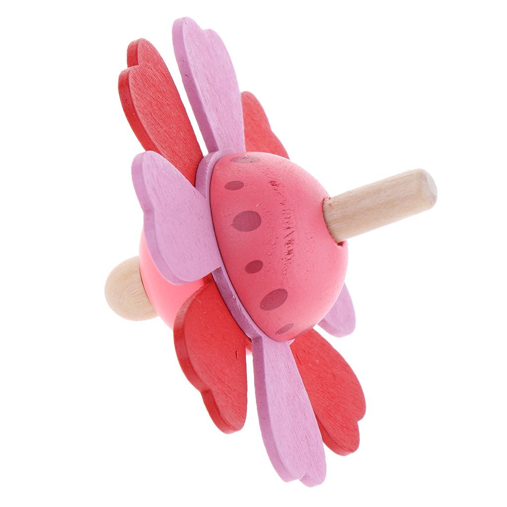 Wooden Flower Spinning Top Rotating Traditional Educational Toy Kids