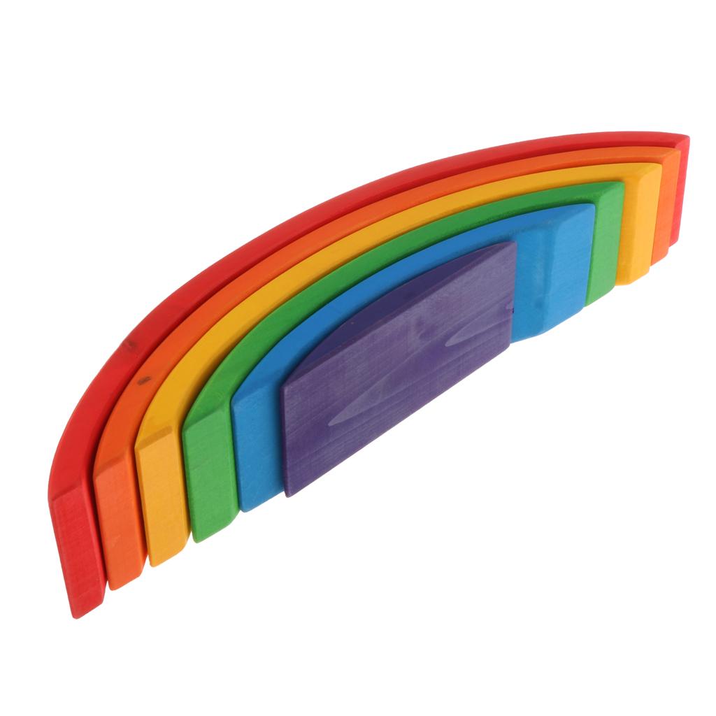 Wooden Rainbow Blocks Toy Construction Beautiful Toy For Children Education