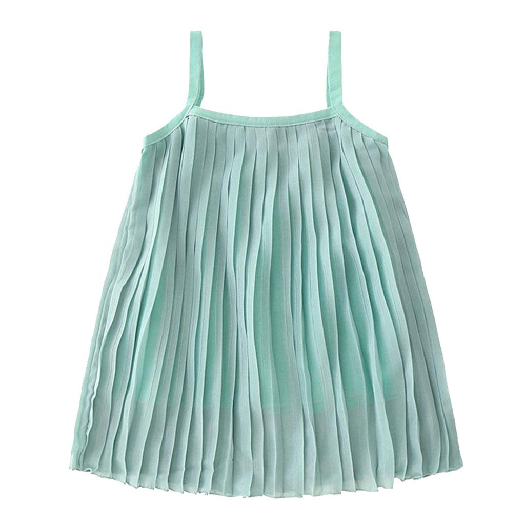 Summer Parent-child Dress Princess Dress Halter Slip Dress 66 Girls Cyan