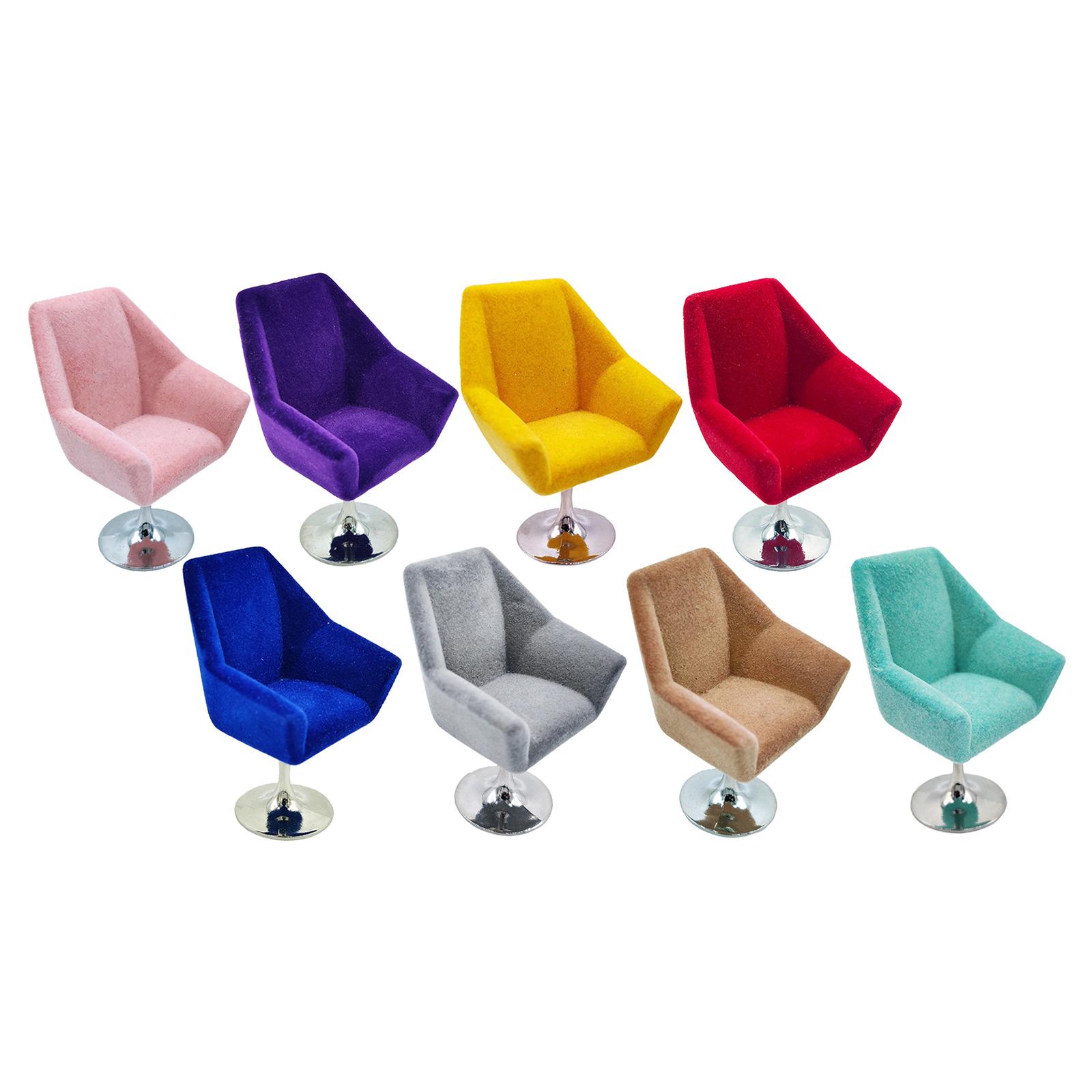 2xDollhouse Arm Chair 1:12 Scale Flocking Chair Living Room Furniture Blue