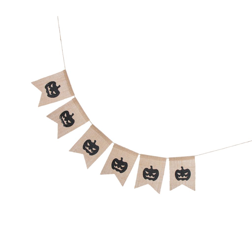Halloween Holiday Burlap Pumpkin Banner Garland Decoration Photo Prop