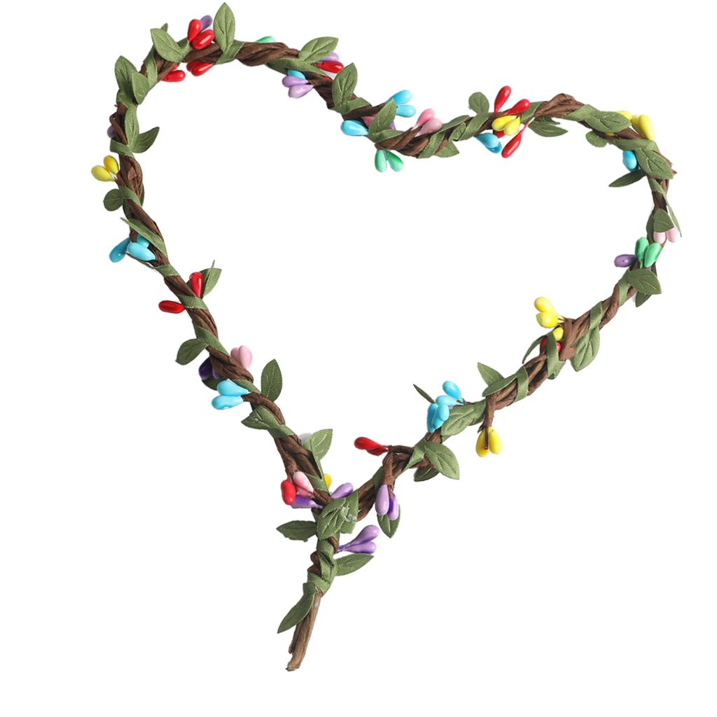 Handmade DIY Heart Flower Leaf Wreath Garland Forehead Hair Band  Multi