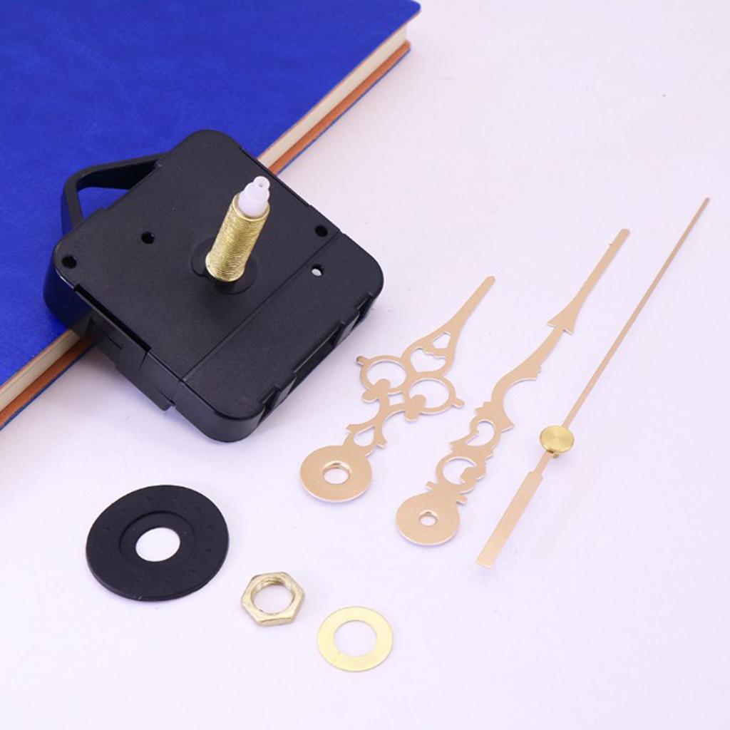 Quartz Clock Movement Mechanism Long Spindle Gold Metal Hands Kit DIY