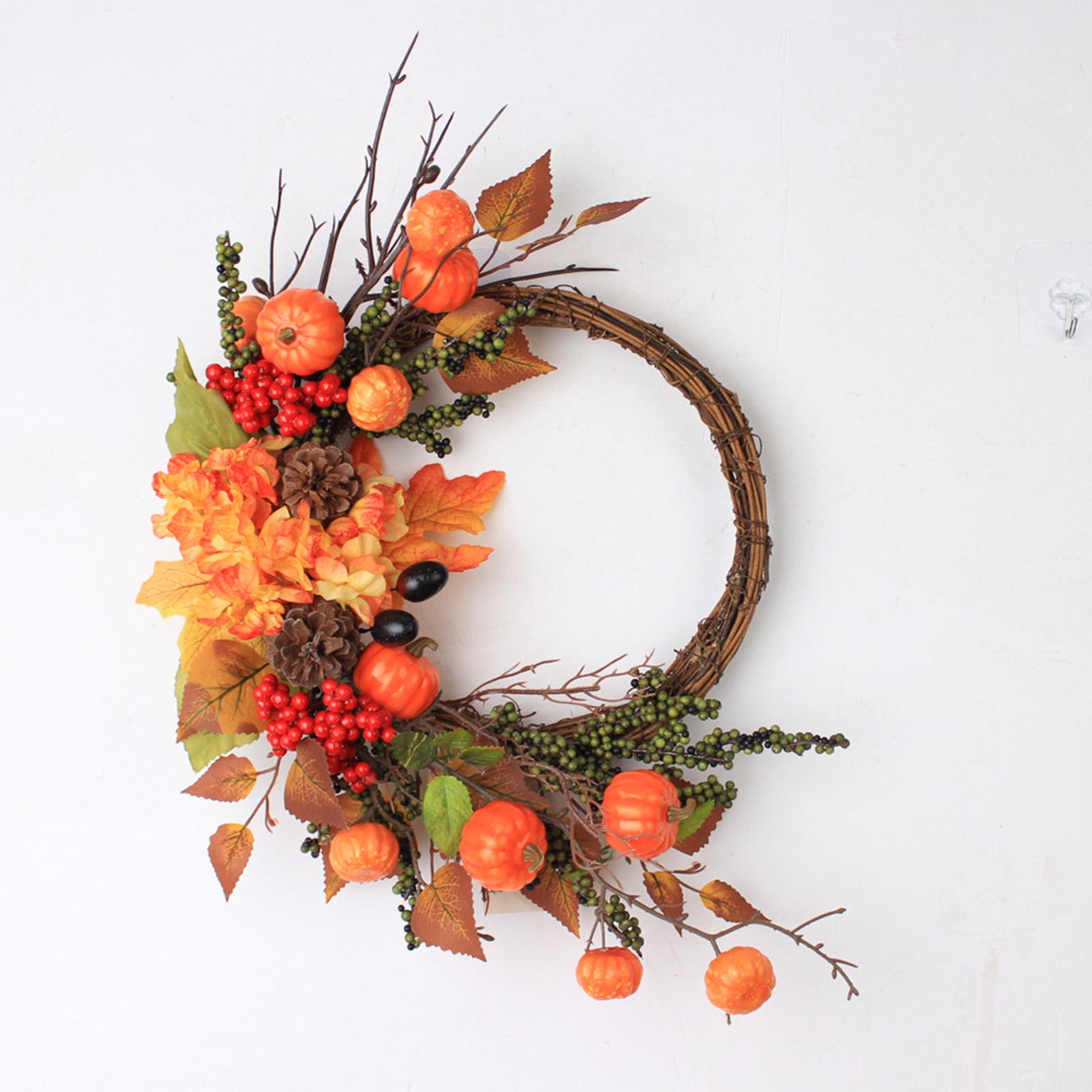 Fall Wreath Pumpkins Harvest Showcase Artificial Garland for Home Table Wall