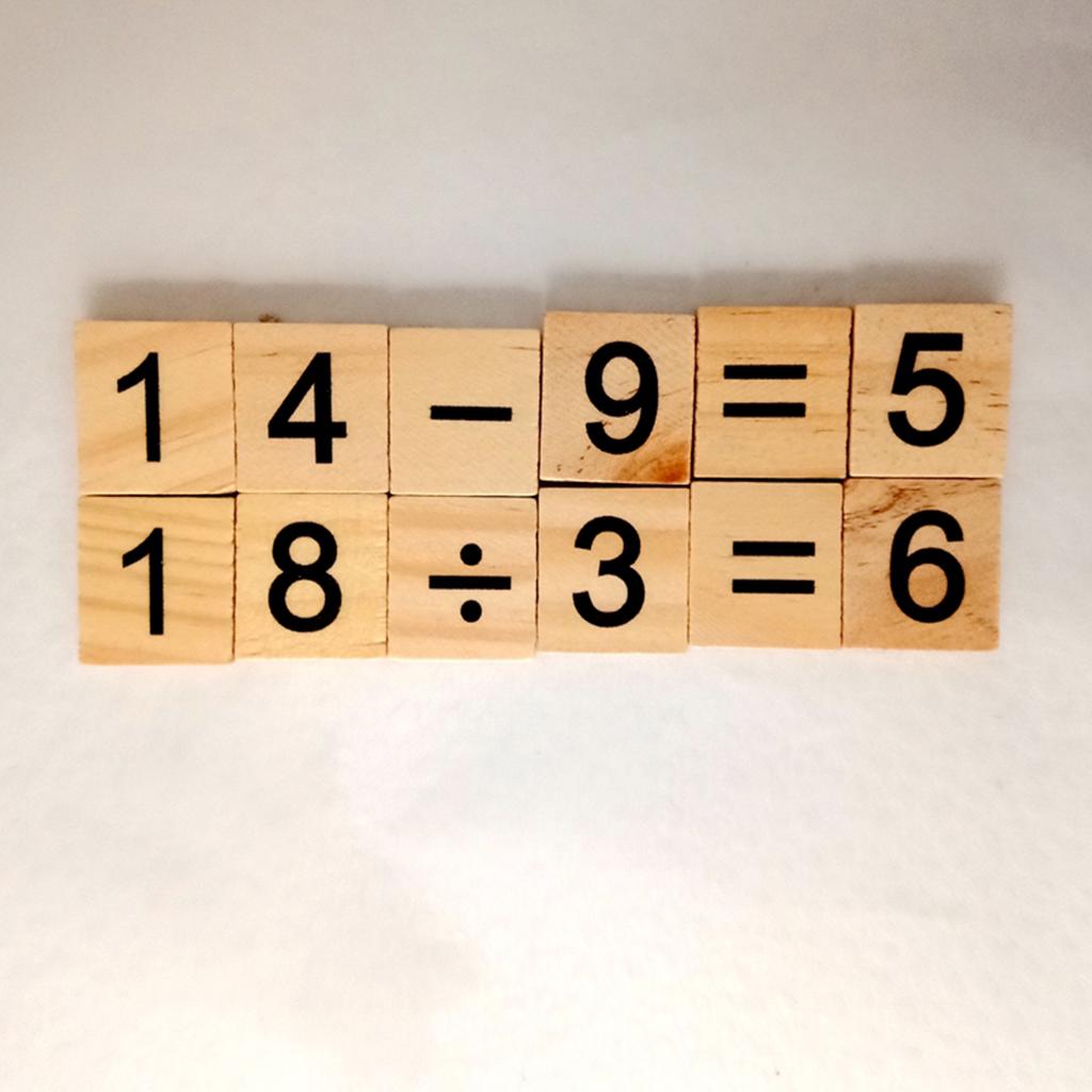 4x100Pieces Wooden Puzzle Tiles Craft Numbers 0-9 Board Cube Blocks Crafts