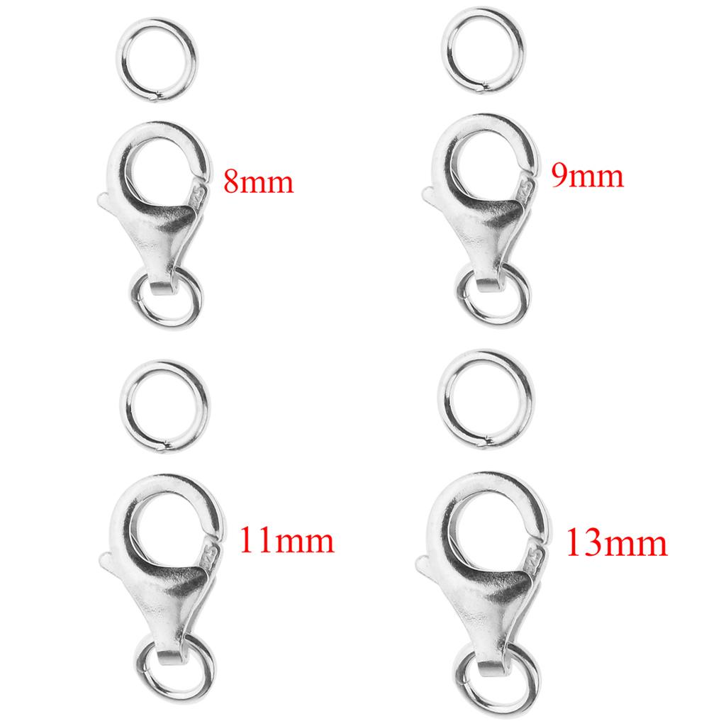 2x1pcs 925 Sterling Silver Lobster Clasp DIY Jewelry Finding Connectors 8mm