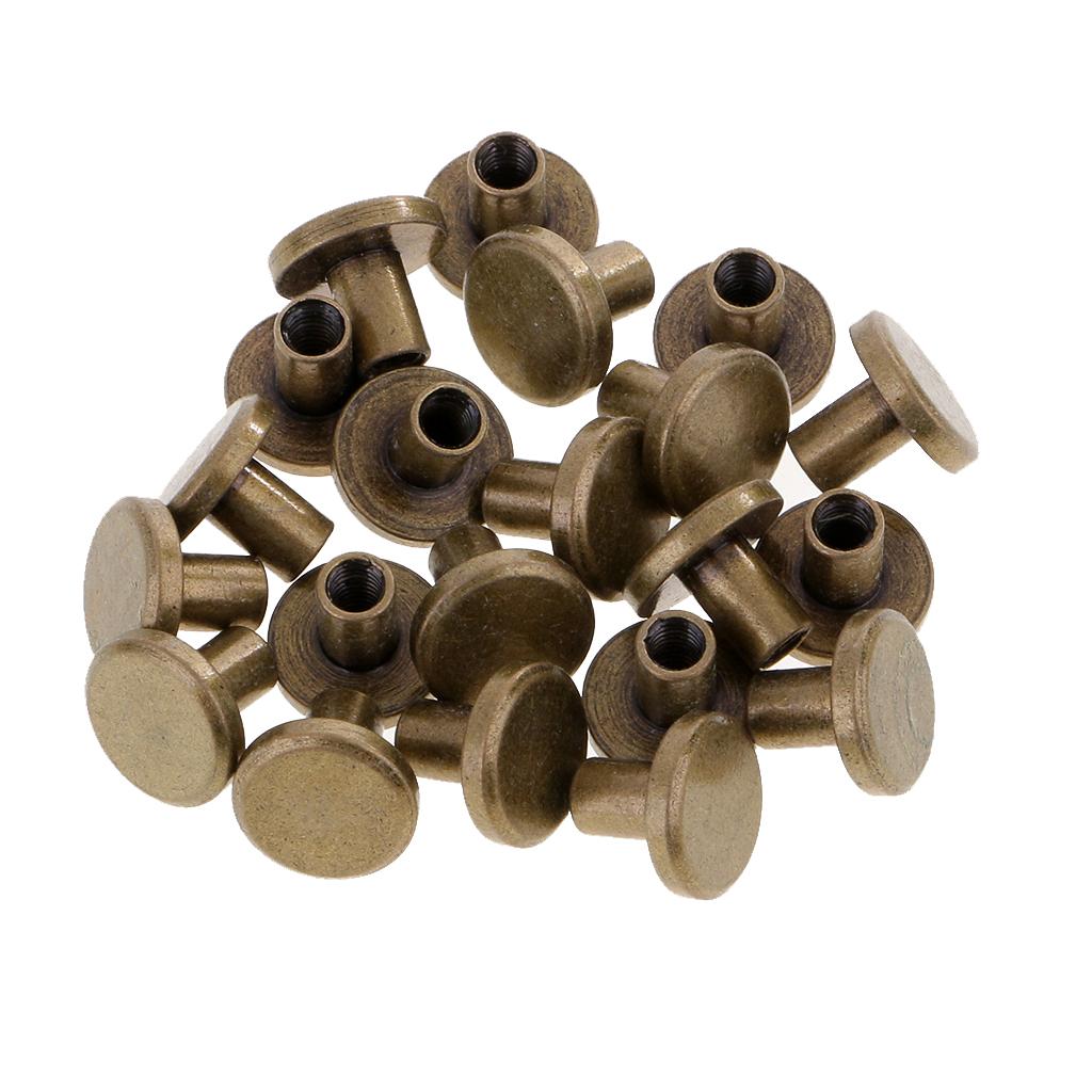 4x20 Sets 8mm Round Rivet Screw Studs Chicago Screw Leather Craft Bronze