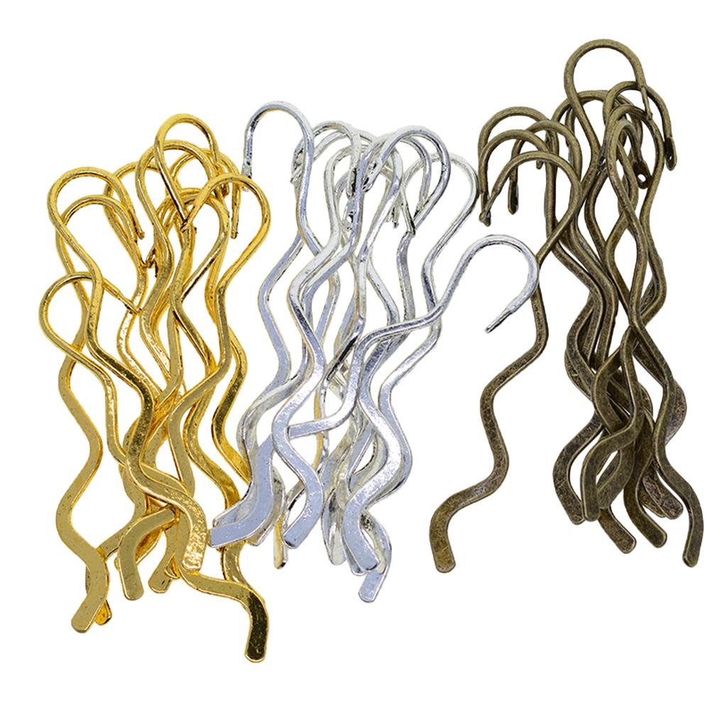30Pcs Wholesale Retro Zinc Alloy Wavy Shape Bookmark Ducument Book Marker Stationery Accessories 85mm Long with 2mm Loop
