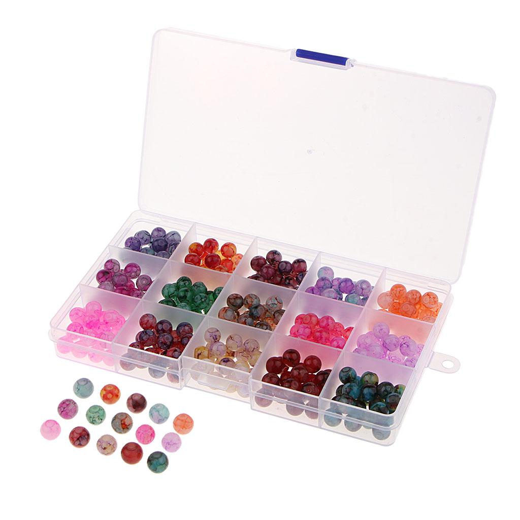 300Set 8mm Baking Painted Crystal Glass Beads Loose Round Beads DIY Jewelry