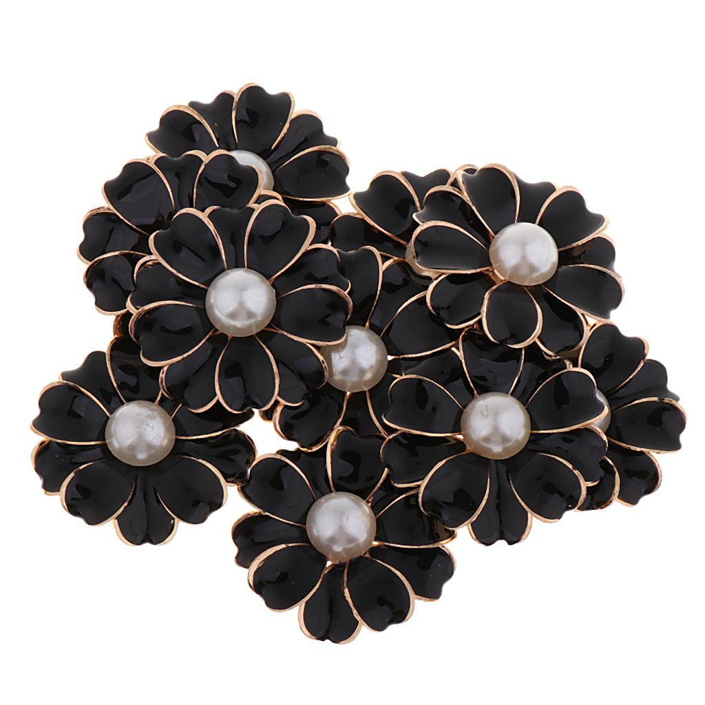 10x Pearl Rhinestone Flower Button Flatback Embellishments Crafts for