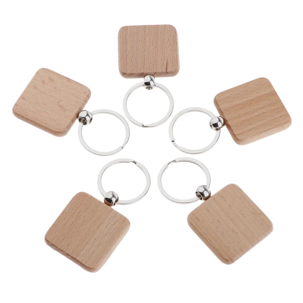 5X Wood Charms Blank For DIY Personal Keychain  square 37x37mm