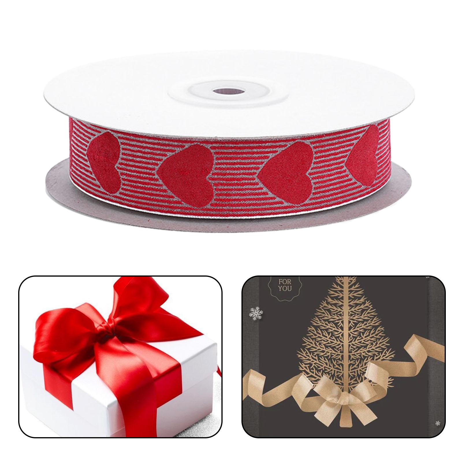 Christmas Ribbon 25 mm Crafting Red Heart Printed for Wedding Valentines