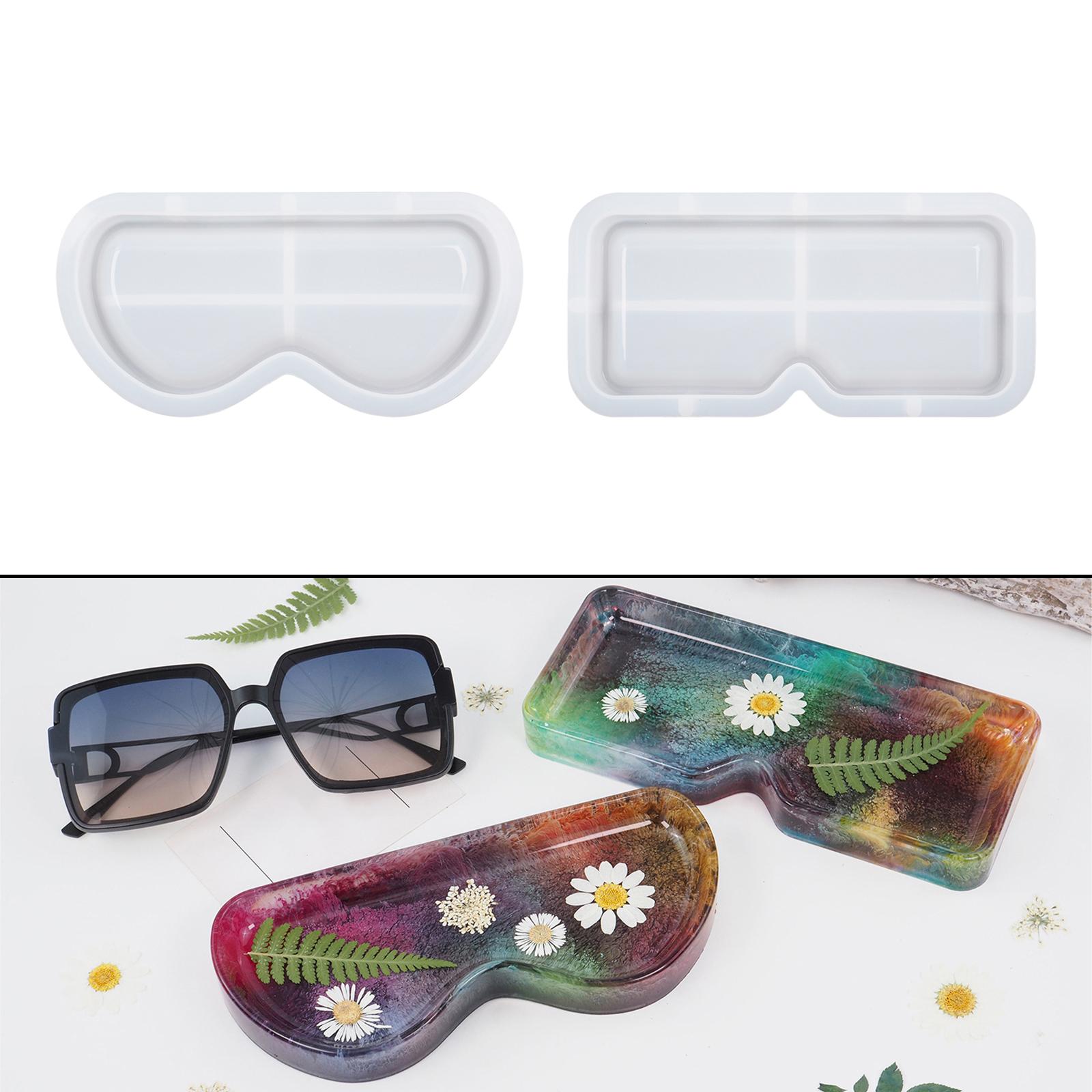 2Pcs Sunglasses Tray Silicone Mould DIY Epoxy Pad Tool Coaster Resin Casting