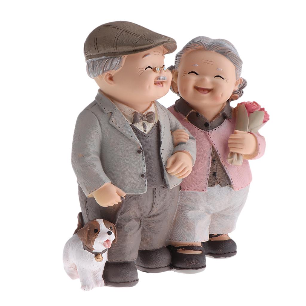 2xLover Couple Fairy Doll House Miniatures Landscape Leading Dog