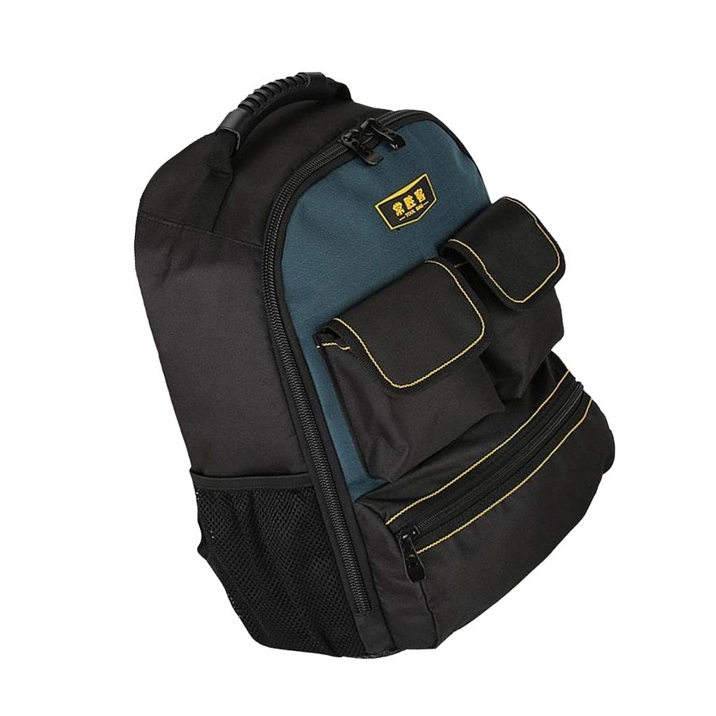 Tool Pouch Electrician Bags w/ Shoulder Strap Canvas Backpack 15 Pockets 12Inch
