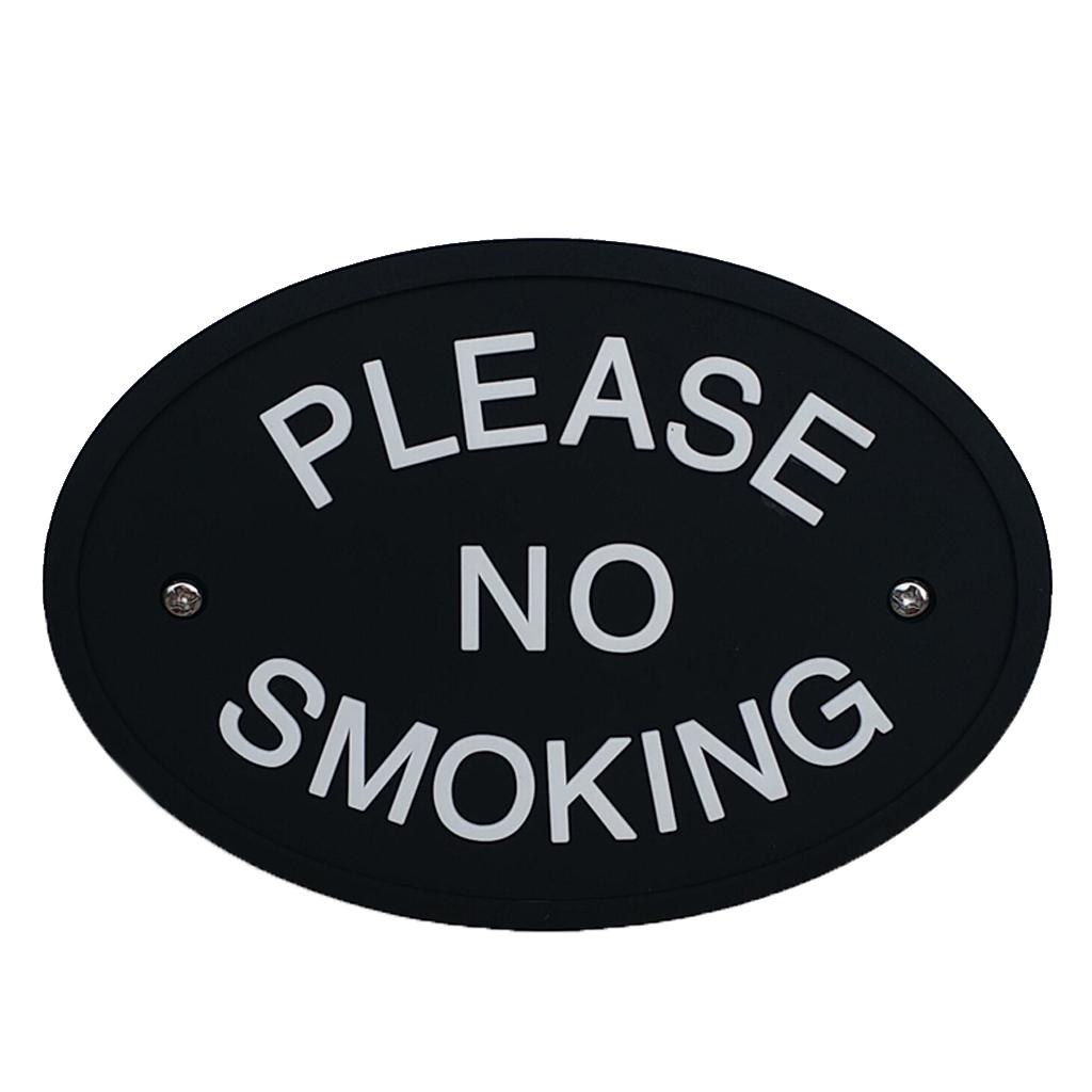 Black Oval Statement Plaque Outdoor Garden Wall Sign PLEASE NO SMOKING