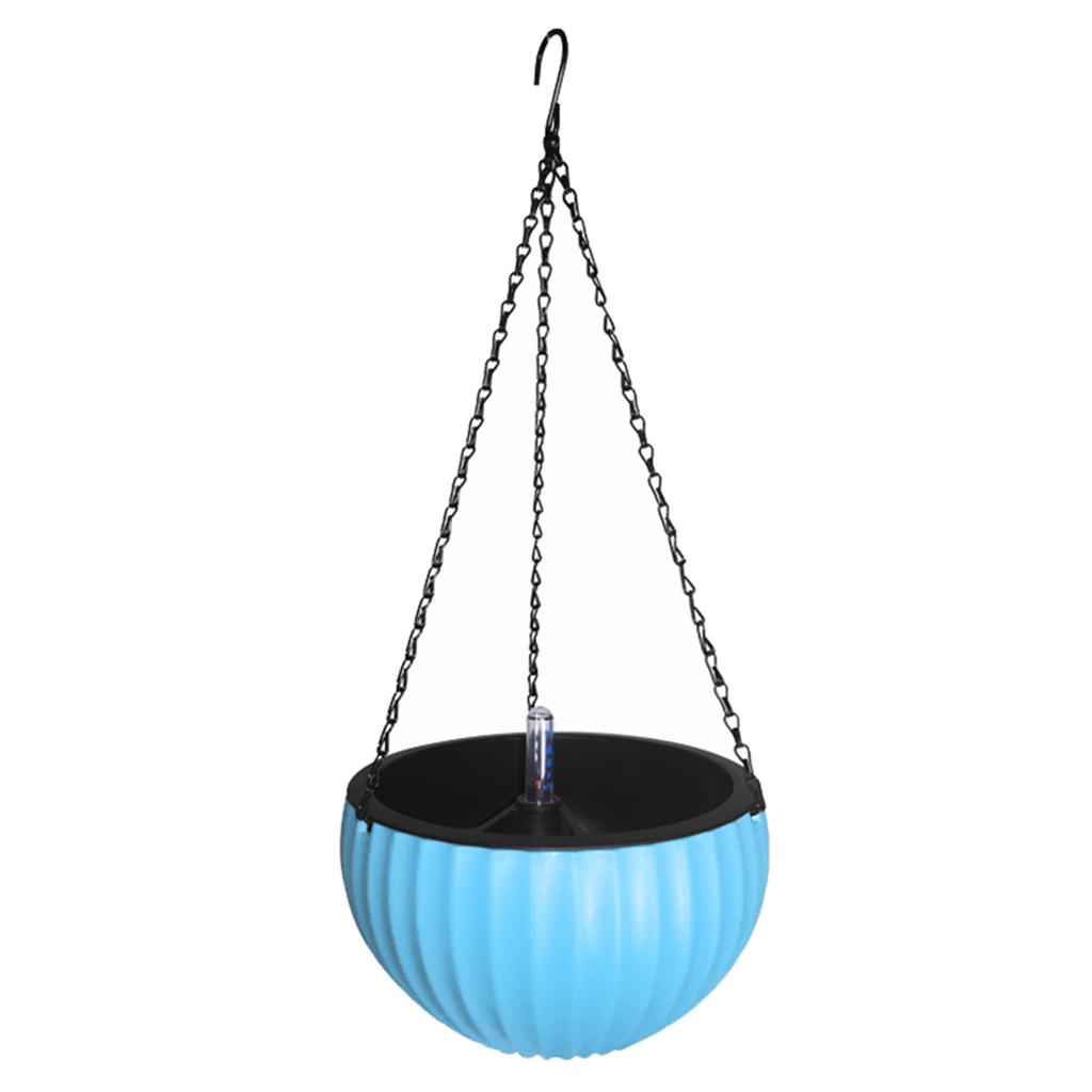 Plastic Flower Pot Wall Hanging Basket Balcony Garden Plant Container Blue