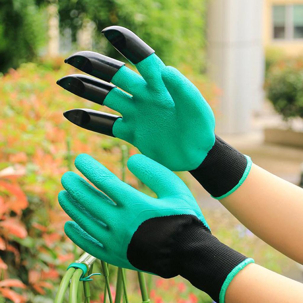 Anti-slip Gardening Gloves Plastic Claws Breathable Protective Gloves Green