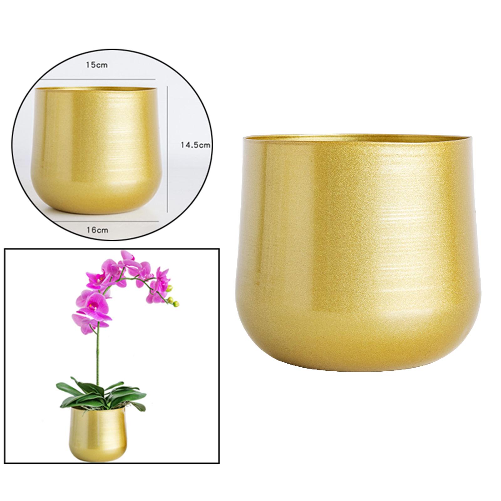 Brass Metal Flower Pots Garden Planters Indoor Round Succulent Containers B