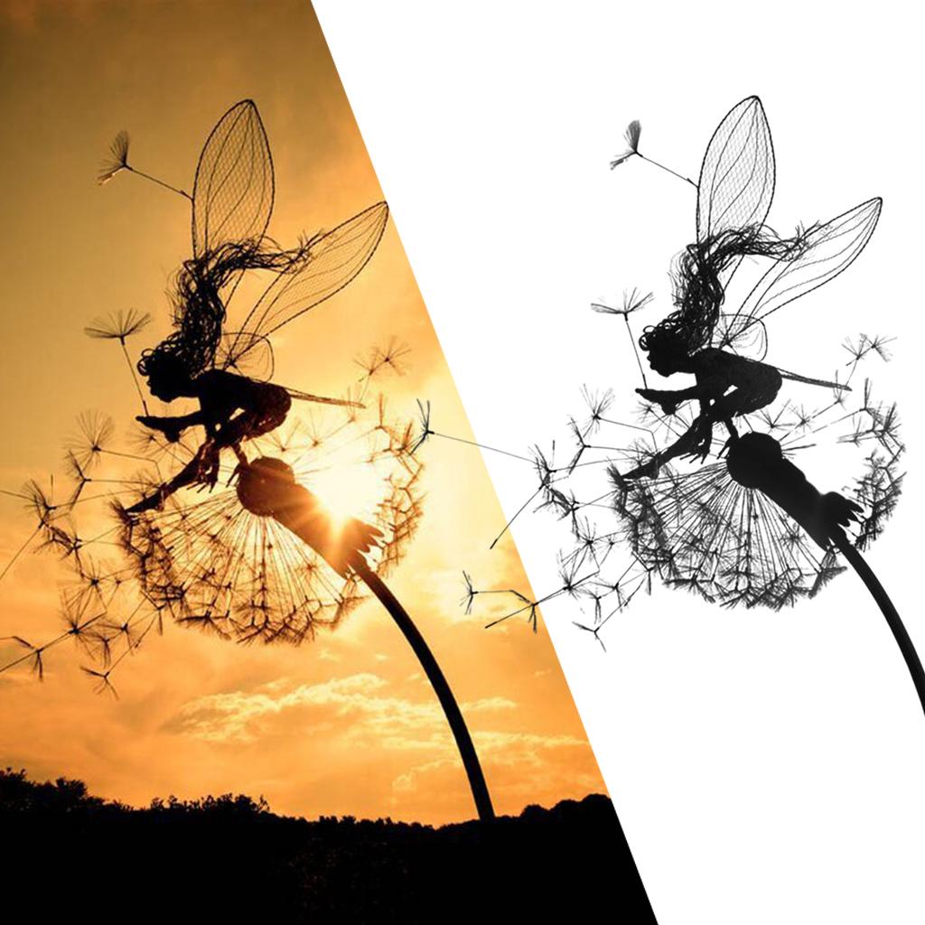 Exquisite Fairy Dandelions Figurine Garden Sculpture Garden Stakes D