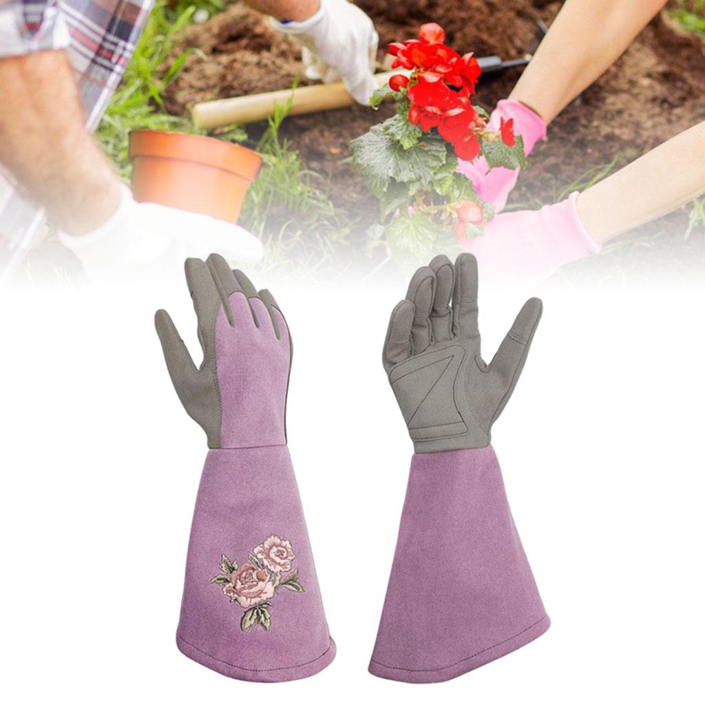 Leather Gardening Gloves Thorn Proof for Gardeners Gifts Men and Women Purple L