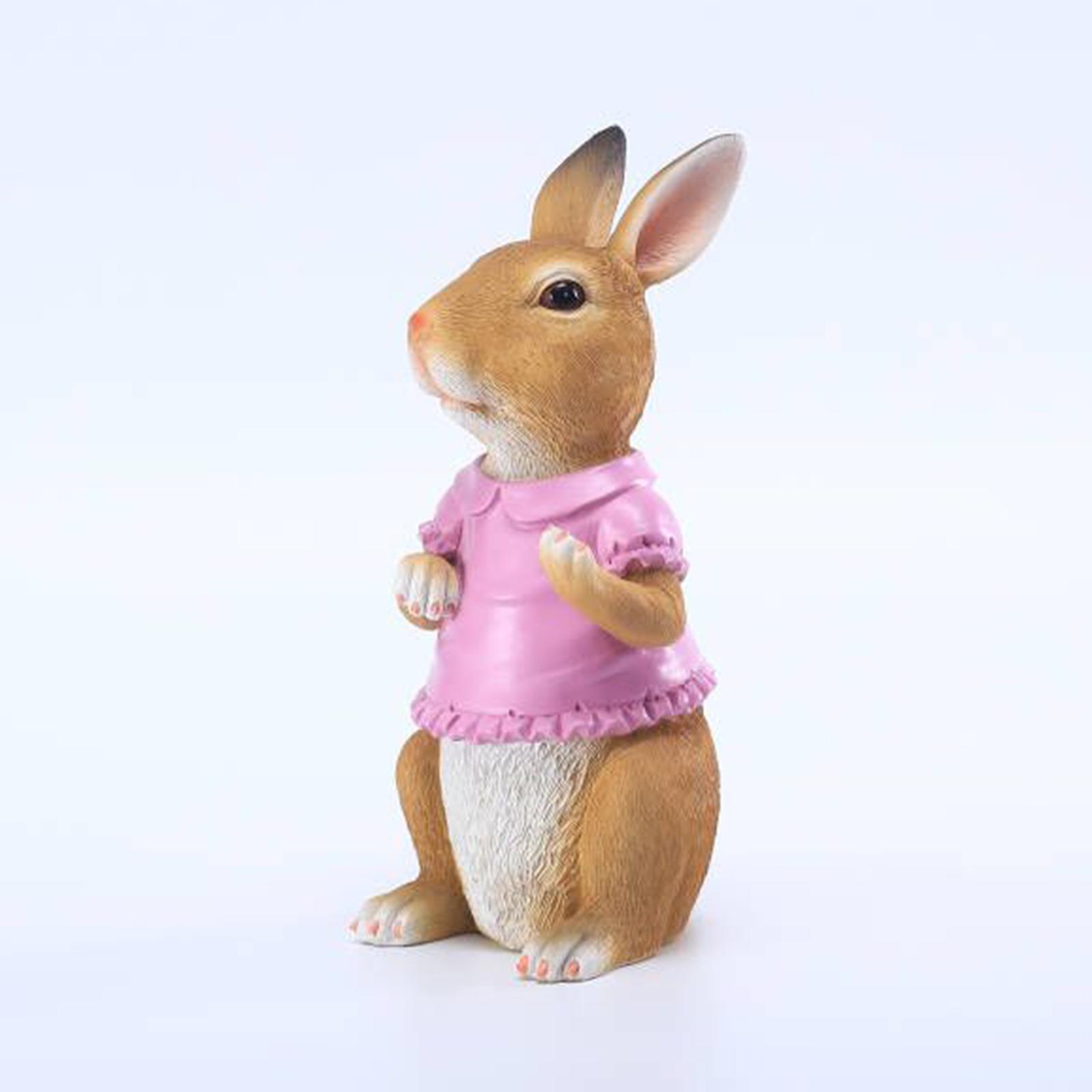 Cute Garden Statues Rabbit Animal Figurines Bunny for Patio Lawn Sculpture