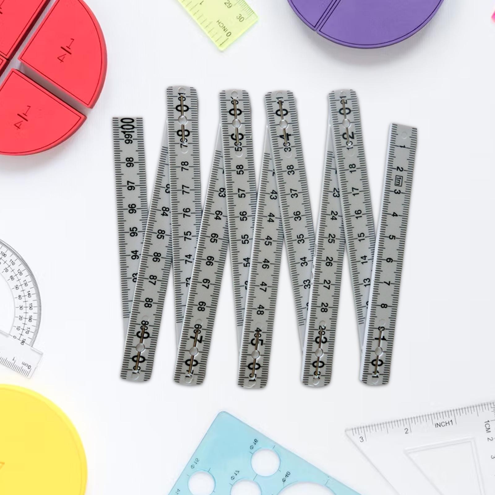 Plastic Folding Ruler Metric Foldable Ruler for Learning Teaching Carpenters
