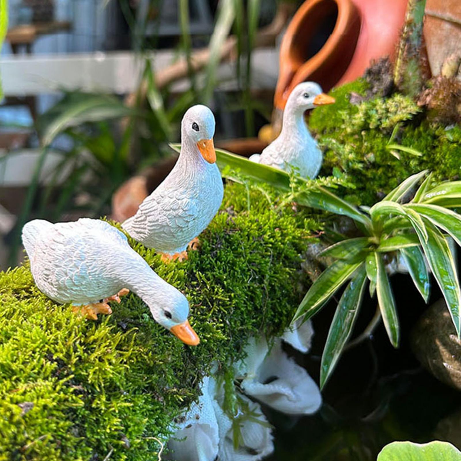 3x Garden Statues Miniature Resin Animal Figurines for Room Fountain Balcony