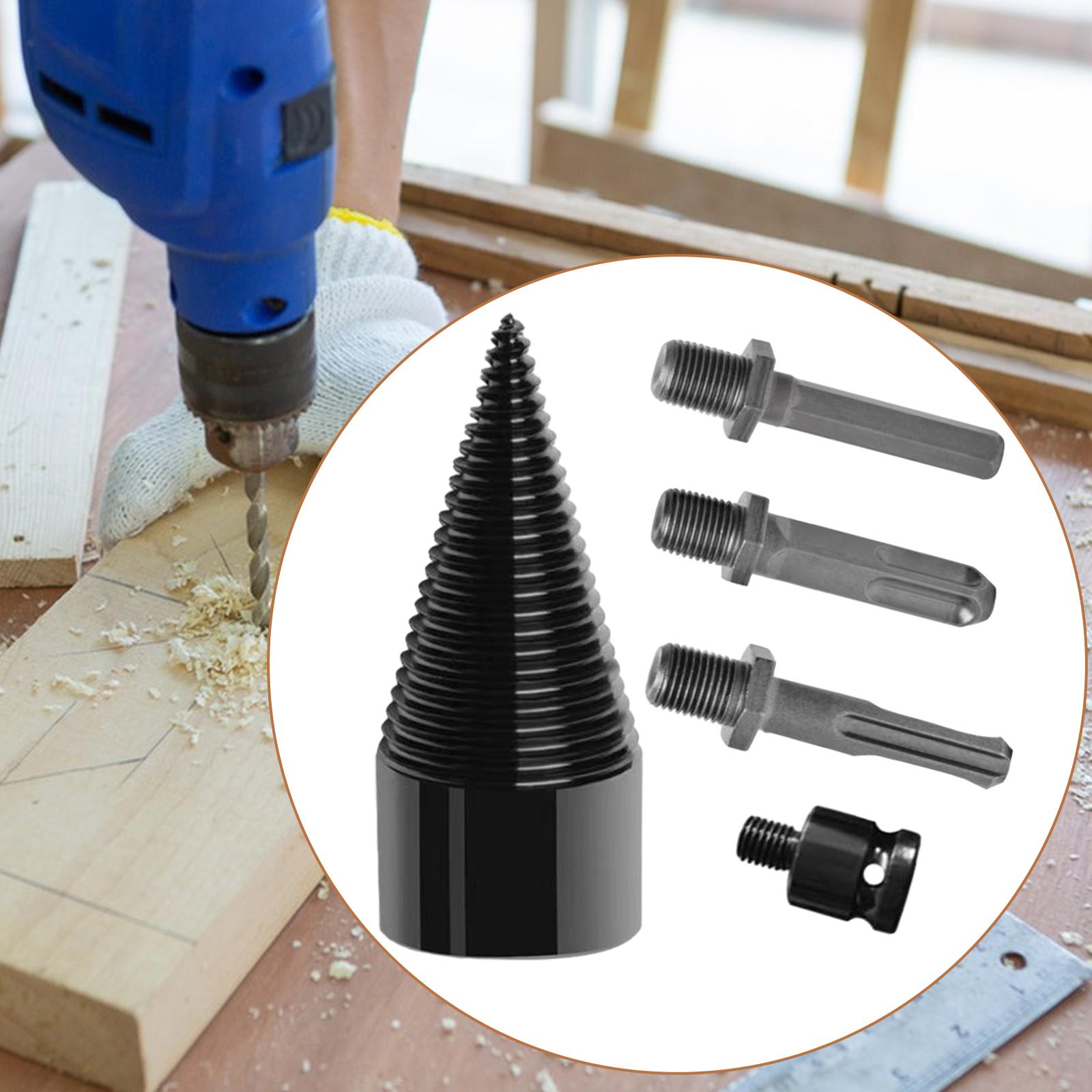 Firewood Drill Bit Steel Firewood Splitting Cone Driver for Family Household